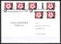 Bund 3296 als portoger. MeF mit 6x 5 Cent Blumen / Phlox aus Rolle auf Inlands-Dialogpost-Postkarte vom Juni 2023, codiert