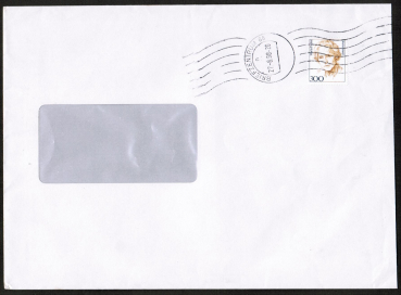 Bund 1956 als portoger. EF mit 300 Pf Frauen / Probst auf C5-Inlands-Fensterbrief von 1998, ca. 22,1 cm lang - rechts etwas beschnitten