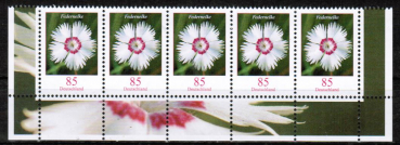 Frankaturwunsch: 5x 85 Cent Blumen-Dauerserie aus Bogen mit Bogen-Rand als portoger. MeF per bergabe-Einschreibe-Brief !