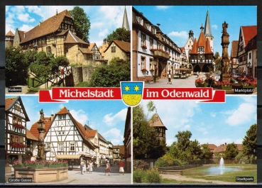 AK Michelstadt mit einigen Sehenswrdigkeiten, um 1980