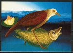 Ansichtskarte von Siegbert Hahn - "Der Vogel und der Fisch" (1975)