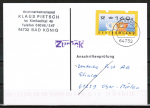 Bund ATM 3.2 - fettes Posthorn - Marke zu 160 Pf als portoger. EF auf Einzel-Anschriftenprfungs-Postkarte von 1999-2002, codiert