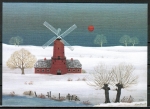 10 gleiche Ansichtskarten von Monika Piotrowski - "Rote Mhle im Winter" (1980)