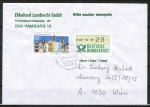 Bund ATM 1 - Marke zu 20 Pf in Spritzguss-Type + 60 Pf Sondermarke als portoger. MiF auf Brief von 1986 nach sterreich