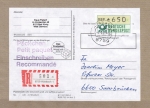 Bund ATM 1 mit dickem DBP - Marke zu 650 Pf als portoger. EF auf Inlands-Einschreib-Pckchen-Adresse vom Mai-Juni 1992