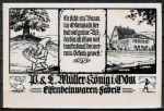 Bad Knig, Repro-Foto einer Werbe-AK der Firma P. & L. Mller, Elfenbeinwarenfabrik, mit Zeichnungen von Georg Vetter, ca. 1920 / 1930 !?