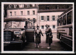 kleines Repro-Foto mit dem ersten(?) Bus des Busfahrer / Busunternehmens Johann Bulat in einer Nicht-Odenwald-Stadt, ca. 1955 / 1960 (!?)