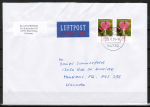 Bund 2547 MeF mit 2x 100 Ct. Blumen / Trnendes Herz aus Rolle auf Luftpost-Brief 20-50g von 2006-2008 nach Kanada, codiert