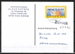 Bund ATM 3.1 - mit DBP-Eindruck - Marke zu 160 Pf als portoger. EF auf Einzel-Anschriftenprfungs-Postkarte von 1999-2002, codiert