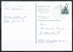 Berlin 795 als Ganzsachen-Postkarte P 138/ Frage-Teil mit eingedruckter Marke 60 Pf SWK Lumo 2cm neben Marke - portoger. als Pk ins Bundesgebiet