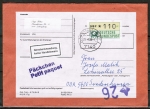Bund ATM 1 - Marke zu 110 Pf als portoger. EF auf Pckchen bis 100g von 1988 in die DDR, vs. Zoll-Stempel !