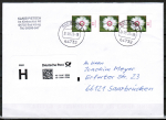 Bund 3116 als portoger. MeF mit 3x 85 Blumen-Serie auf "kleinformatigem" Prio-Brief ber 50g von 2019-2021, codiert, B6-Format