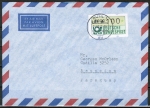 Bund ATM 1 - Marke zu 100 Pf als portoger. EF auf VGO-bersee-Luftpost-Brief bis 10g von 1990-1991 vom VGO nach Paraguay, AnkStpl.