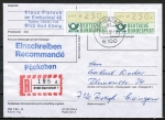 Bund ATM 1 - - 2 Marken zu 250 Pf mit "Misch-Type"-Ziffern - als portoger. MeF auf Einschreib-Pckchen-Adresse vom Februar 1987 mit Quittungen