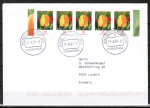 Bund 2484 als portoger. MeF mit 5x 10 Cent Blumen / Tulpe aus Bogen auf B-Brief von Bsingen von 2007-2010 in die Schweiz, codiert