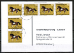 Bund 578 als portoger. MeF mit 6x 10 Pf Jugend 1969 auf Sammel-Anschriftenprfungs-Postkarte von 1993-2002, codiert
