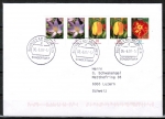 Bund Blumen-Zdr. 5/5/10/10/20 Ct. Krokus / Tulpe Tagetes D/u.g. aus Zdr.-Blatt auf Bsingen-Brief in die Schweiz von 2007-2010, codiert