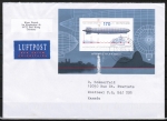 Bund 2589 als portoger. EF mit 170 Cent Zeppelin-Block auf bersee-Luftpost-Brief bis 20g von 2007 nach Kanada, codiert, Block starke Schrfstellen