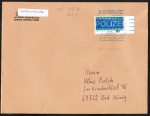 Bund 3480 als portoger. EF mit 155 Cent Polizei auf 21,3 cm langem C5-Inlands-Brief von 2021 mit Grobriefsortieranlagen-Enrtwertung OHNE Datum