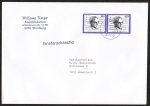 Bund 1637 als portoger. MeF mit 2x 100 Pf Hugo Distler auf Briefdrucksache 50-100g von 1992-1993, 14x20 cm