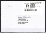 "Weies Schalter-Label" der Deutschen Post AG zu 300 Cent auf Inlands-Einwurf-Einschreibe-Brief bis 20g vom Dezember 2019, codiert