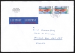 Bund 1873 als portoger. MeF mit 2x 300 Pf EZM aus Boddenlandschafts-Block auf Nichtstand.-bersee-Luftpost-Brief von 1996 nach Kanada, 14x20 cm