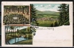 Litho-AK Bad Knig, mit Karolinengrn und Mmling-Brcke, gelaufen 1903