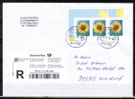 Bund 2434 als portoger. MeF mit 3x 95 Cent Sonnenblume aus Bogen mit Rand auf Inlands-Einwurf-Einschreibe-Brief bis 20g von 2016-2019, codiert