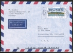 Bund ATM 2 - Nadeldruck - kobaltblau - Marke zu 300 Pf als portoger. EF auf Luftpost-Brief bis 20g von 1996 in die USA, vs. codiert