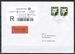 Bund 2530 als portoger. MeF mit 2x 220 Ct. Blumen / Edelwei aus Rolle auf Inland-Einschreibe-Rckschein-Brief bis 20g von 2006-2012, codiert