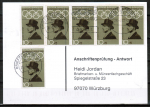 Bund 561 als portoger. MeF mit 6x 10 Pf Olympiade 1968 auf Sammel-Anschriftenprfungs-Postkarte von 1993-2002