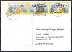 Bund ATM 3.3 - mageres Posthorn - 3 Marken zu 20 Pf als portoger. MeF auf Sammel-Anschriftenprfungs-Postkarte von 2001-2002