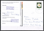 Bund 2451 als Ganzsachen-Pk mit eingedruckter Marke 45 Cent Blumen / Margerite als Postfach-Mitteilungskarte, 2016 verwendet, codiert, Mngelchen
