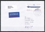 Bund 2589 als portoger. EF mit 170 Cent EZM aus Zeppelin-Block 2007 auf bersee-Luftpost-Brief bis 20g von 2007-2010 nach China, AnkStpl.