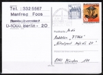 Berlin 720 als portoger. MiF mit 50 Pf Strom fr Berlin + 10 Pf B+S auf Postkarte von 1984-1991 von Berlin ins Bundesgebiet, codiert