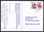 Bund 695+698 o.g. als portoger. Zdr.-EF mit Zdr. 10+30 Pf Unfallverhtung oben geschnitten aus Markenheftchen auf Inlands-Postkarte von 1974-1978