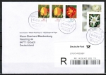 Bund 2530 - 220 Ct. Blumen-Marke / Edelwei vom Bogen als portoger. MiF mit Blumen-Zdr.-Marken auf Einschreibe-Brief bis 20g von 2009