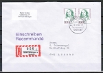 Bund 1433 als portoger. MeF mit 2x 300 Pf F. Hensel auf Einschreibe-Brief vom ZAG Bsingen von 1996 in die Schweiz