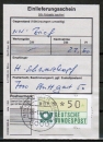 Bund ATM 1 - Marke zu 50 Pf in Gravur-Type als portoger. EF auf Einlieferungsschein fr einen Nachnahme-Brief von 1982-1989