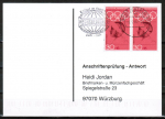 Bund 564 als portoger. MeF mit 2x 30 Pf Olympiade 1968 / Helene Mayer auf Sammel-Anschriftenprfungs-Postkarte von 1993-2002, codiert