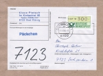 Bund ATM 1 - Marke zu 300 Pf in Spritzguss-Type als portoger. EF auf Inlands-Pckchen-Adresse von 1982-1989