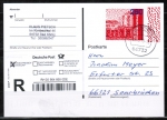 Bund 3449 als portoger. EF mit 260 Cent Uni Hamburg auf Einwurf-Einschreib-Postkarte vom Mrz-Juni 2019, codiert, Karte Einriss geklebt