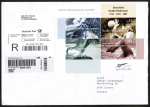 Bund 2578 + 2585-2587 als portoger. Philatelieblock-EF mit 45-145 Sport 2007 auf C5-Einschr.-Brief vom ZAG Bsingen von 2007 in die Schweiz