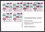 Bund 1954 als portoger. MeF mit 6x 10 Pf Mehr Sicherheit fr Kinder auf Sammel-Anschriftenpfungs-Postkarte von 1997-2002, rs. gestempelt !