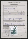 Bund 1341 als portoger. EF mit 60 Pf SWK aus Rolle auf Einlieferungsschein fr einen Nachnahme-Brief von 1989-1993