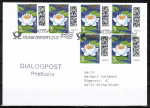 Bund 3644 als portoger. MeF mit 6x 5 Cent Briefe-Dauerserie aus Rolle auf Inlands-Dialogpost-Postkarte von 2023, codiert