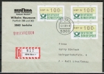 Bund ATM 1 -  - 3 Marken zu 100 Pf als portoger. MeF auf Auslands-Einschreibe-Brief 20-50g vom Ersttag / 2. 1.1981 nach sterreich