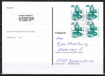 Bund 697 als portoger. MeF mit 4x 25 Pf Unfallverhtung aus Rolle auf Inlands-Postkarte von 1997-2002, codiert