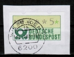 Bund ATM 1 - Marke zu 5 Pf in Gravur-Type auf kleinem Briefstck mit sauberer Terminal-Stempelung Wiesbaden / tb