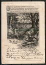 Ansichtskarte Mossautal - Lindelbrunnen zwischen Httehthal und Hiltersklingen, "sagenhafte Karte" vom Lindelbrunnen im Odenwald, gelaufen 1904